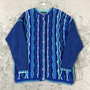 Vintage 90s Tulchan Wool Cardigan Chunky Knit Sweater 3D Coogi Eclectic Grandpa